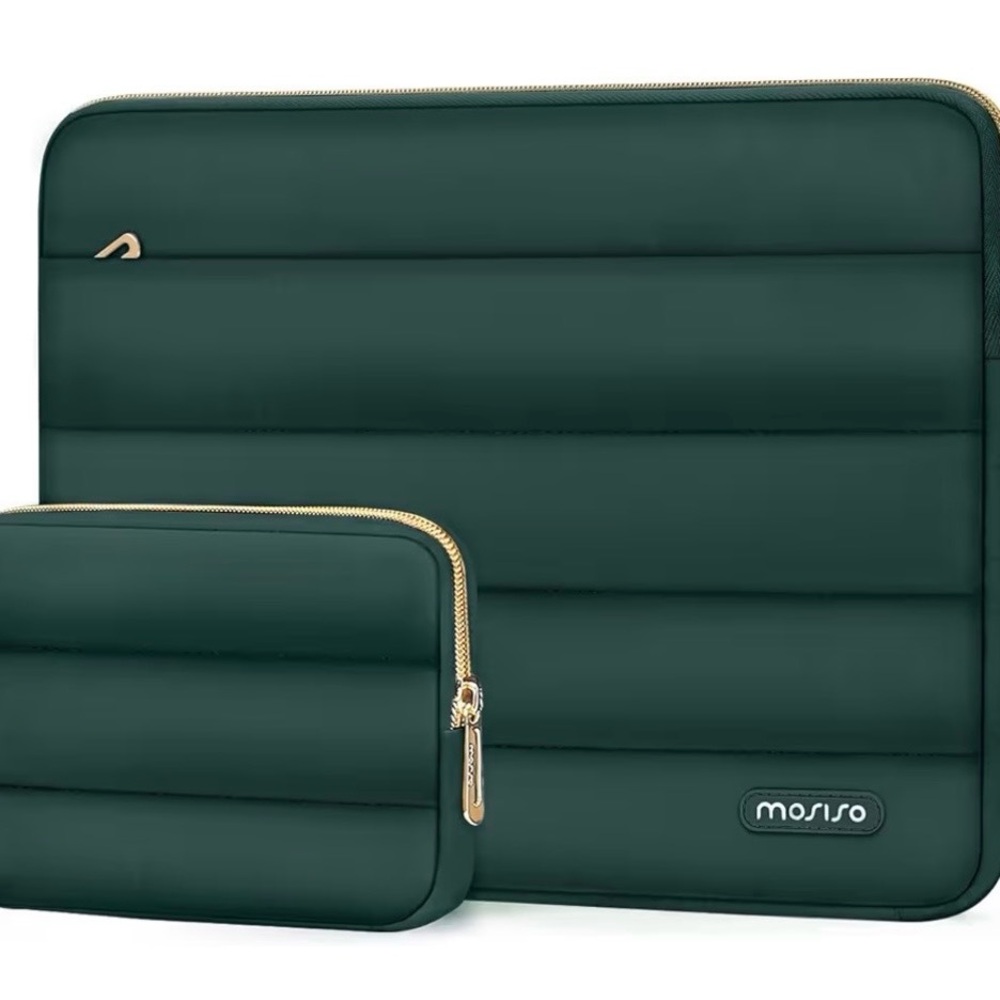 MOSISO Padded Laptop Sleeve Case + Accessory Pouch - Peacock Green